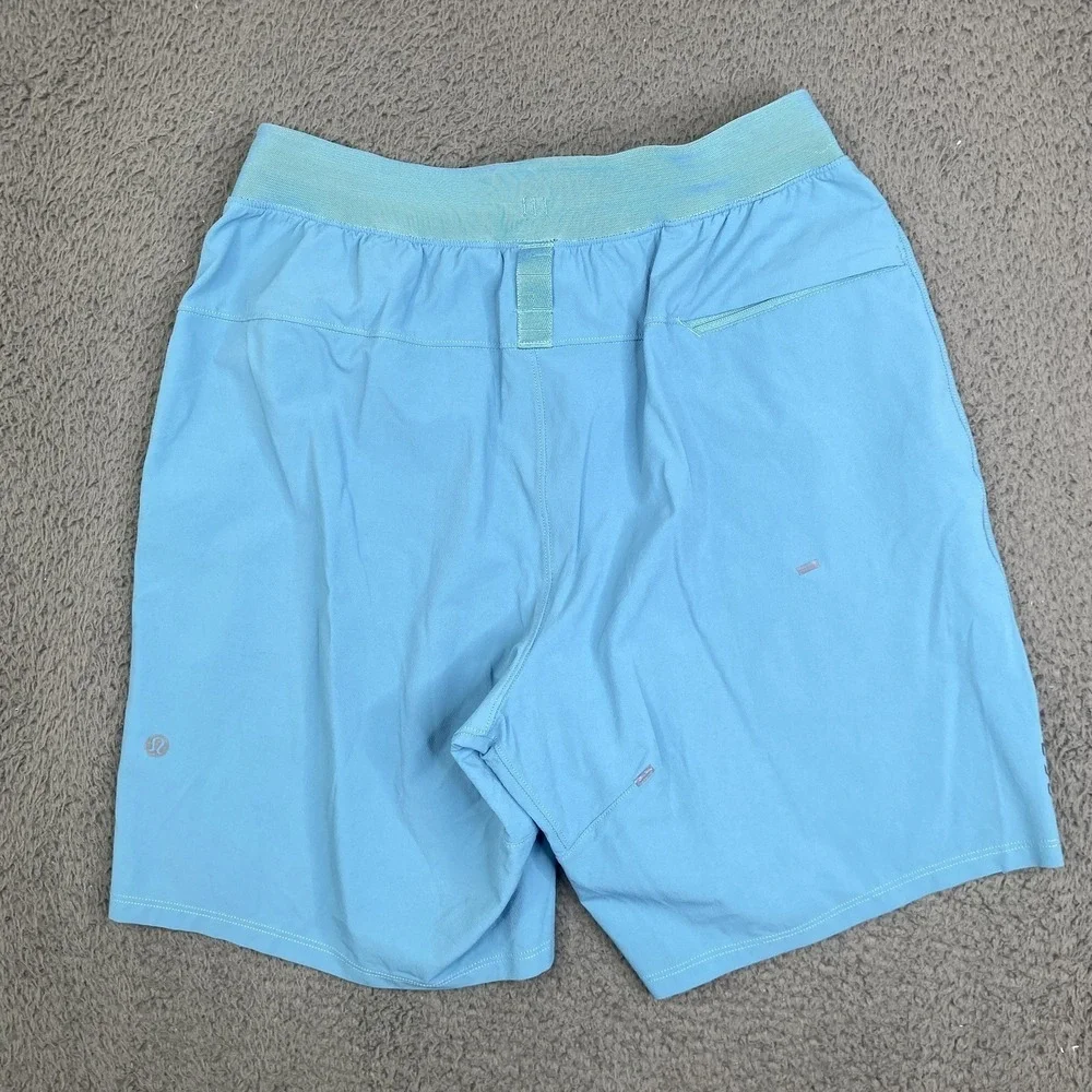 Lululemon License To Train LTT Shorts Mens Small Light Blue Zip Pockets Drawcord